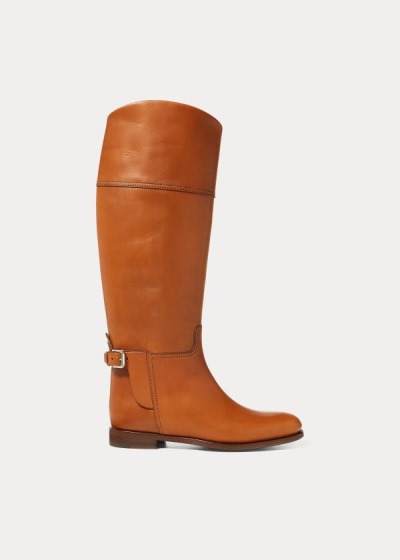 Botas Ralph Lauren Mujer Marrom - Sallen Calfskin Riding - NBPEA3862